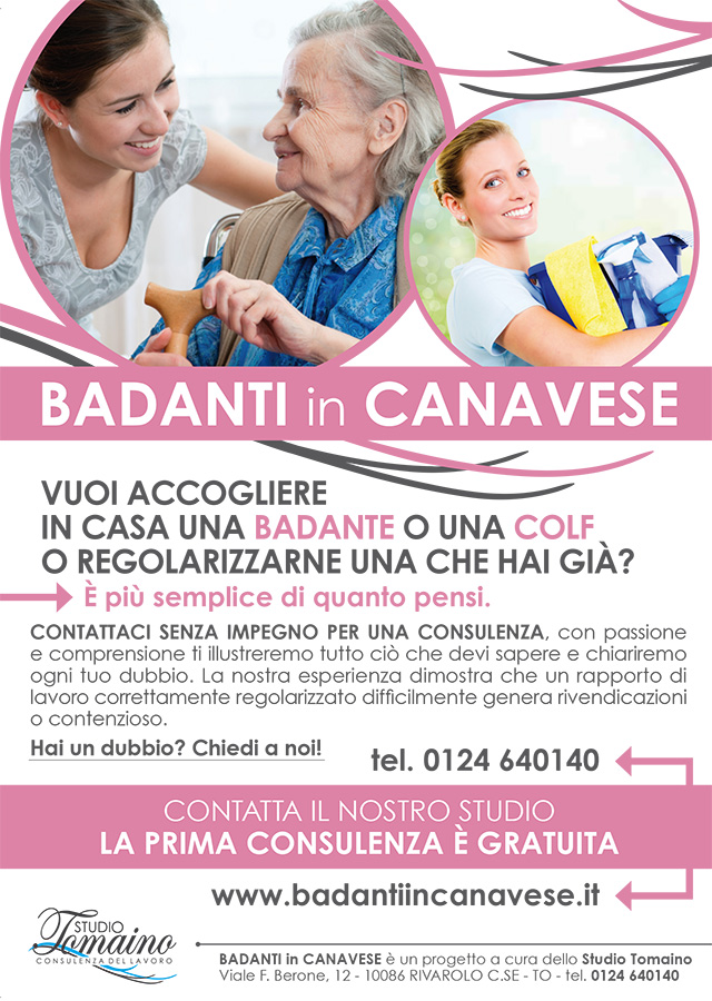 Badanti in canavese, Regolarizzazione colf, regolarizzare badanti,rivarolo canavese, commercialista rivarolo, studio tomaino